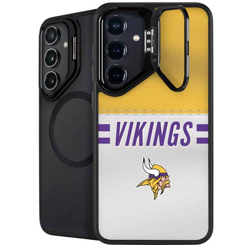 NFL Minnesota Vikings White Striped Galaxy S25 Kickstand Case
